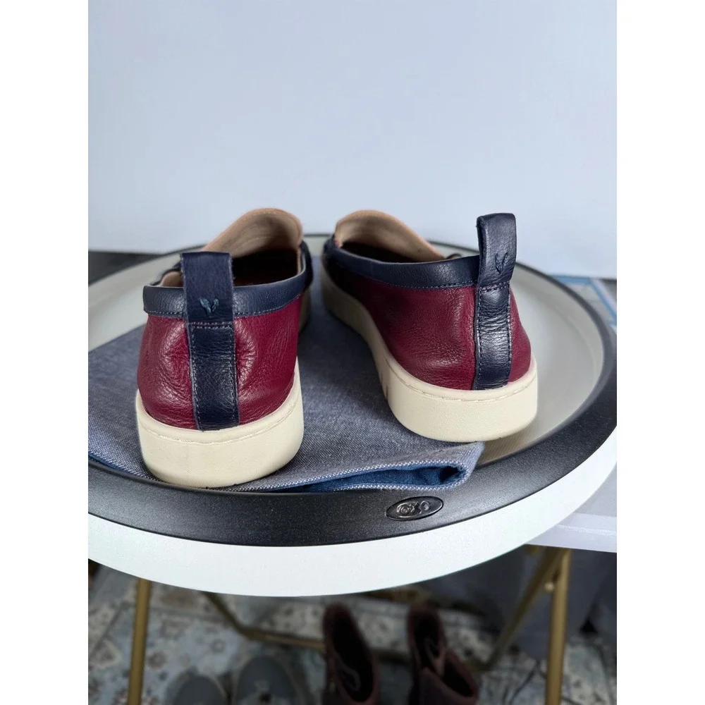 Vionic Uptown Loafer Womens 9.5 Burgundy Navy Blush Leather Slip On Orthopedic